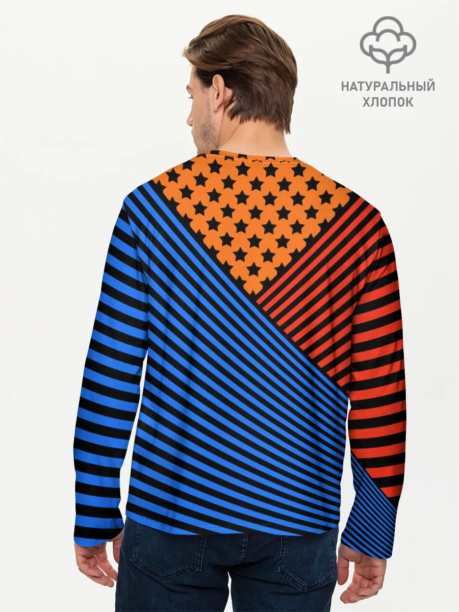 Мужской лонгслив базовый / Комбинированный полосатый узор