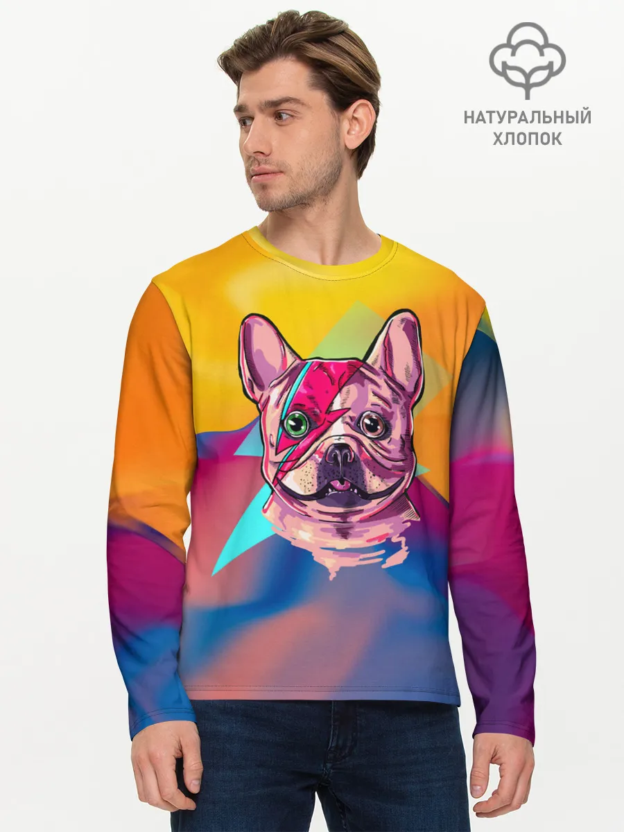 Мужской лонгслив базовый / Собака с молнией