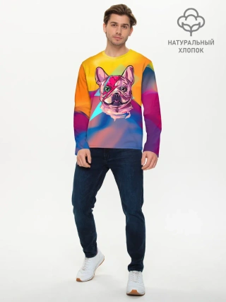 Мужской лонгслив базовый / Собака с молнией