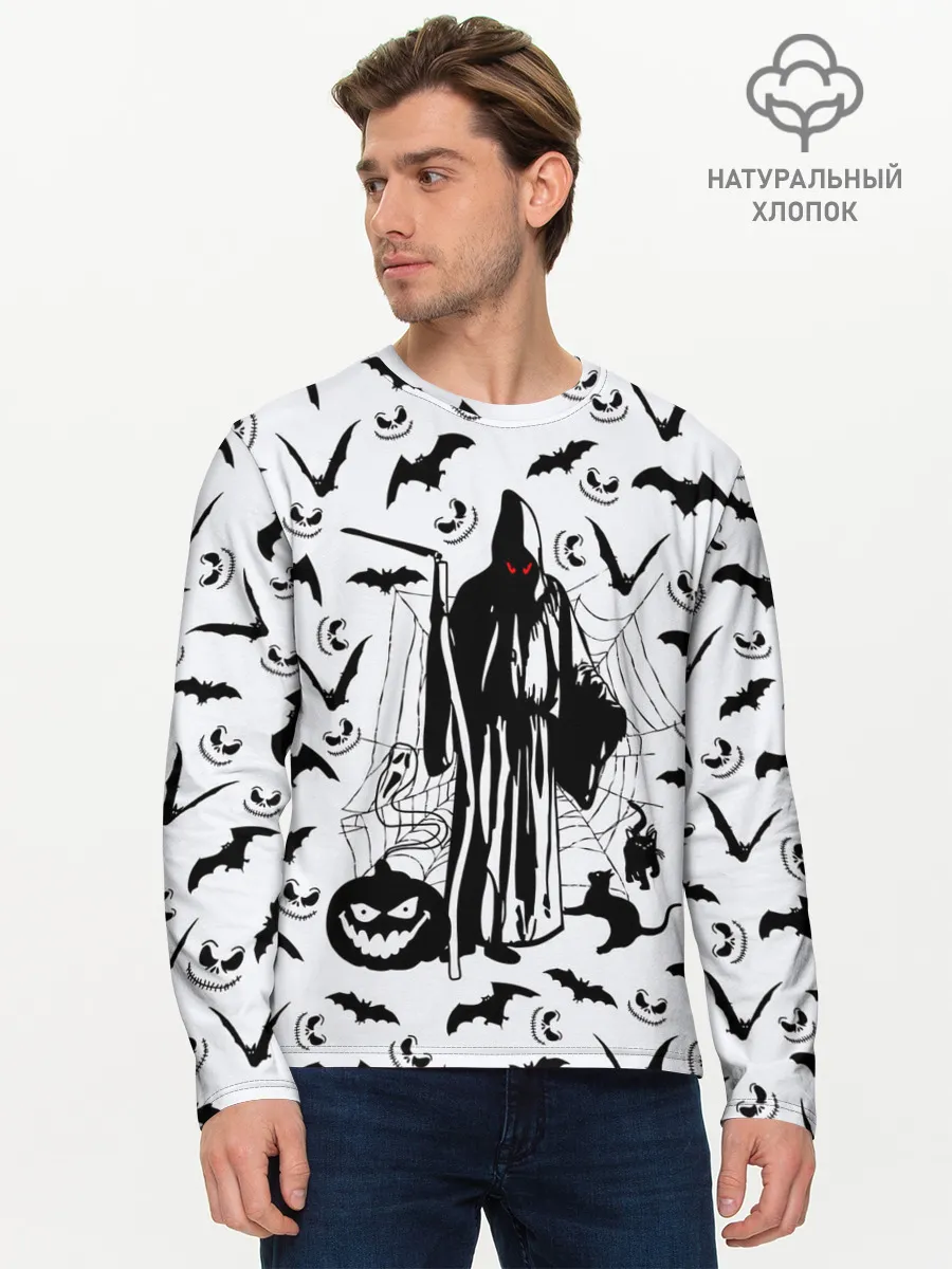 Мужской лонгслив базовый / Хэллоуин, Grim Reaper