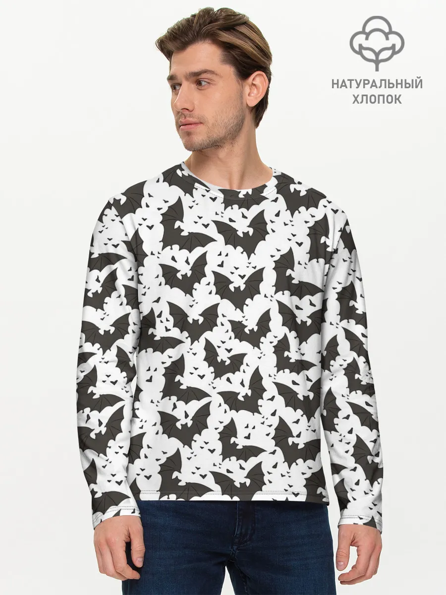 Мужской лонгслив базовый / Летучие мыши