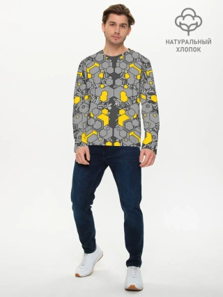 Мужской лонгслив базовый / абстракция киберпанк