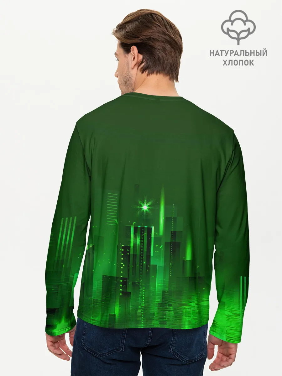Мужской лонгслив базовый / Зеленый город