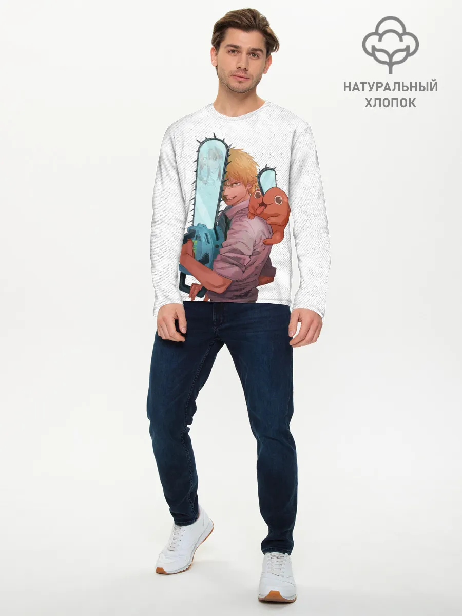 Мужской лонгслив базовый / Дэндзи, Почита и бензопила