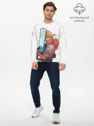 Мужской лонгслив базовый / Дэндзи, Почита и бензопила