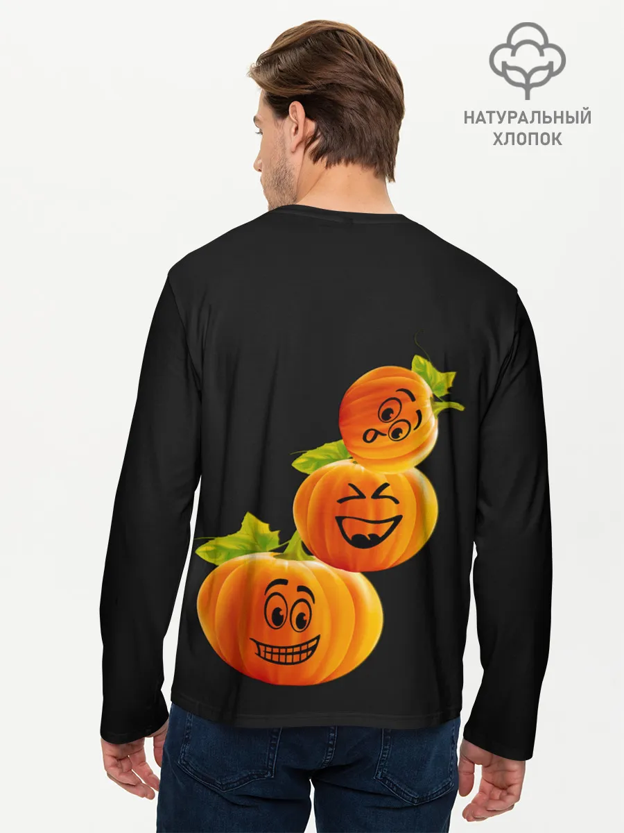Мужской лонгслив базовый / Хэллоуин смешные тыквы
