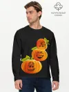 Мужской лонгслив базовый / Хэллоуин смешные тыквы