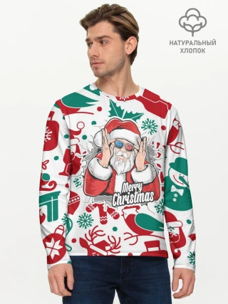 Мужской лонгслив базовый / Merry Christmas3D