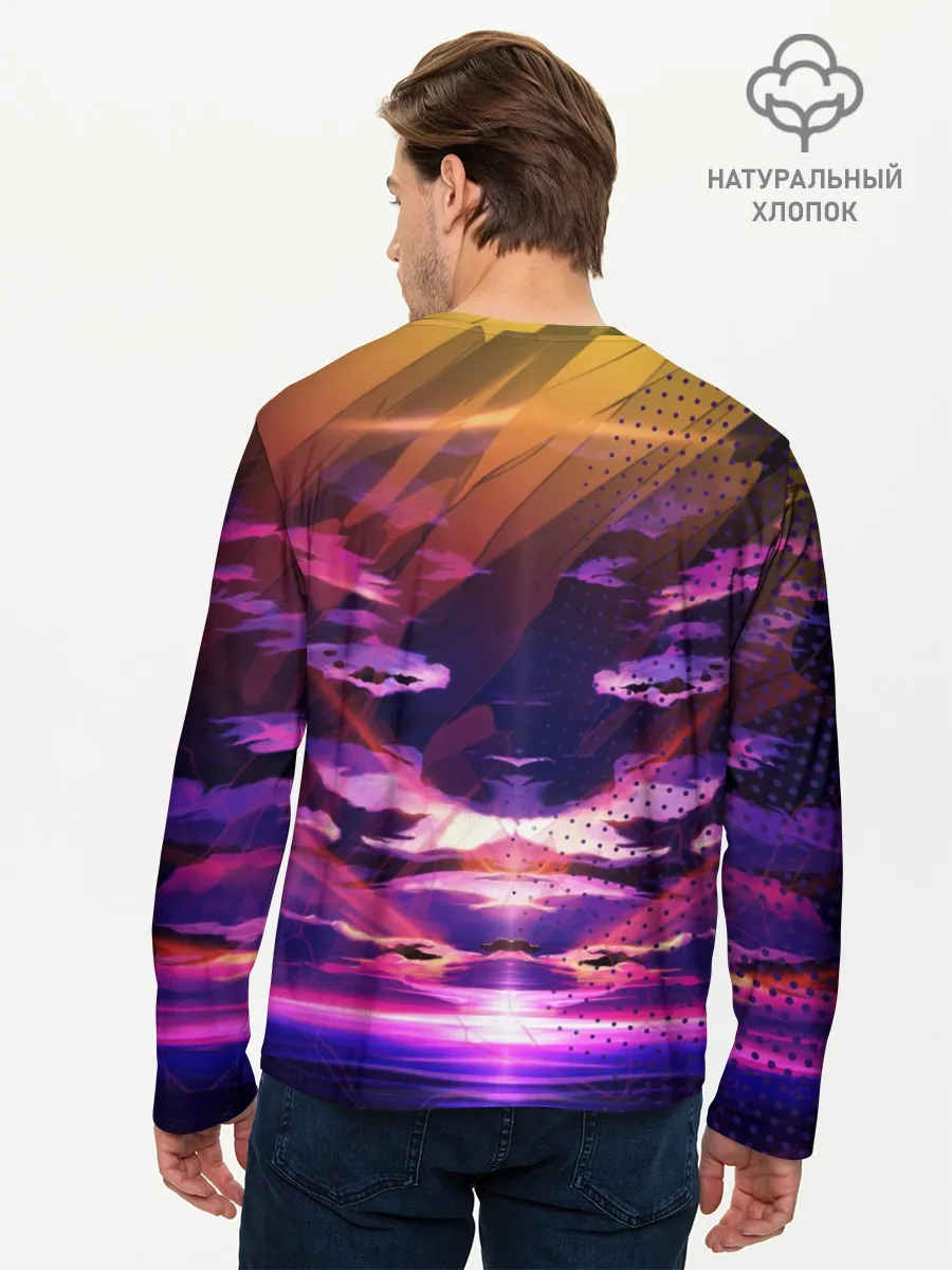 Мужской лонгслив базовый / Закат. Облака