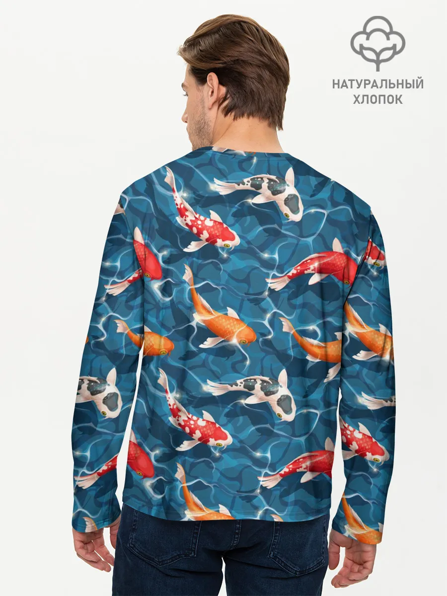 Мужской лонгслив базовый / Японские карпы