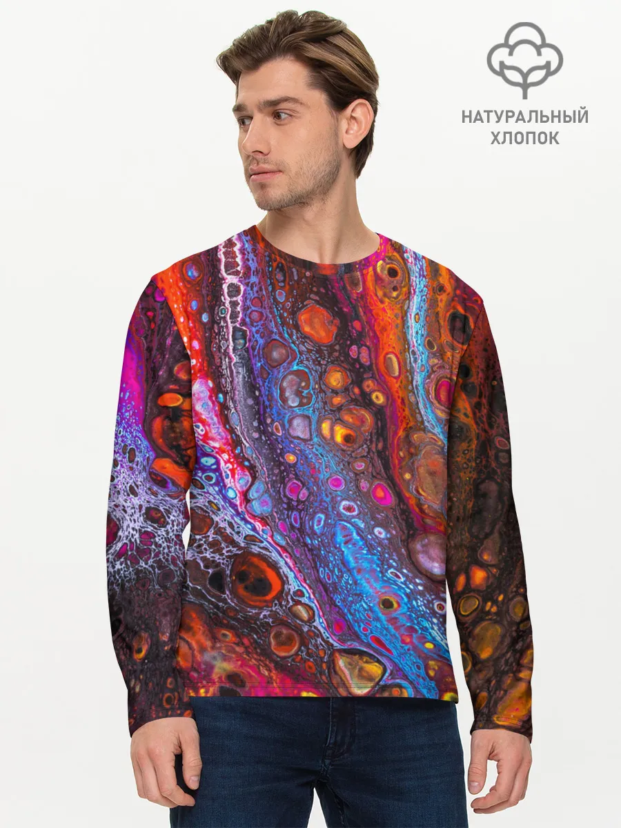 Мужской лонгслив базовый / Брызги на камнях