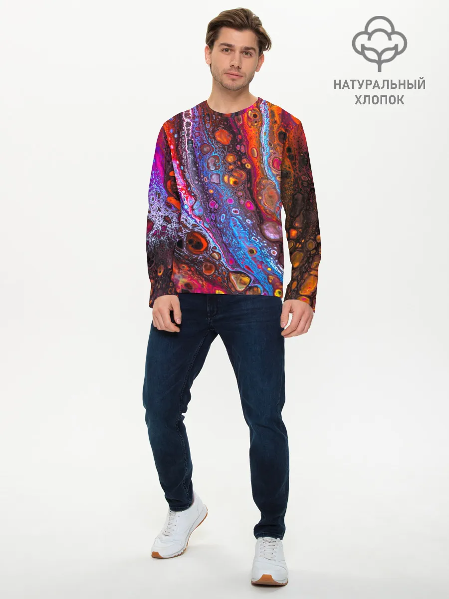 Мужской лонгслив базовый / Брызги на камнях