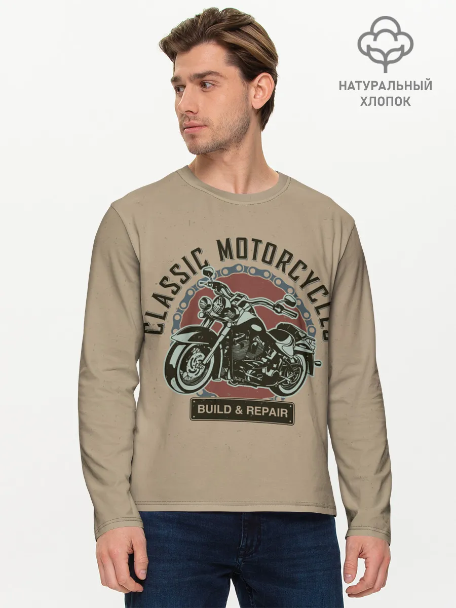 Мужской лонгслив базовый / Классические мотоцклы