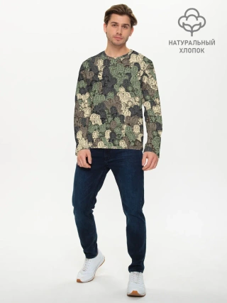 Мужской лонгслив базовый / Камуфляж из матрёшек