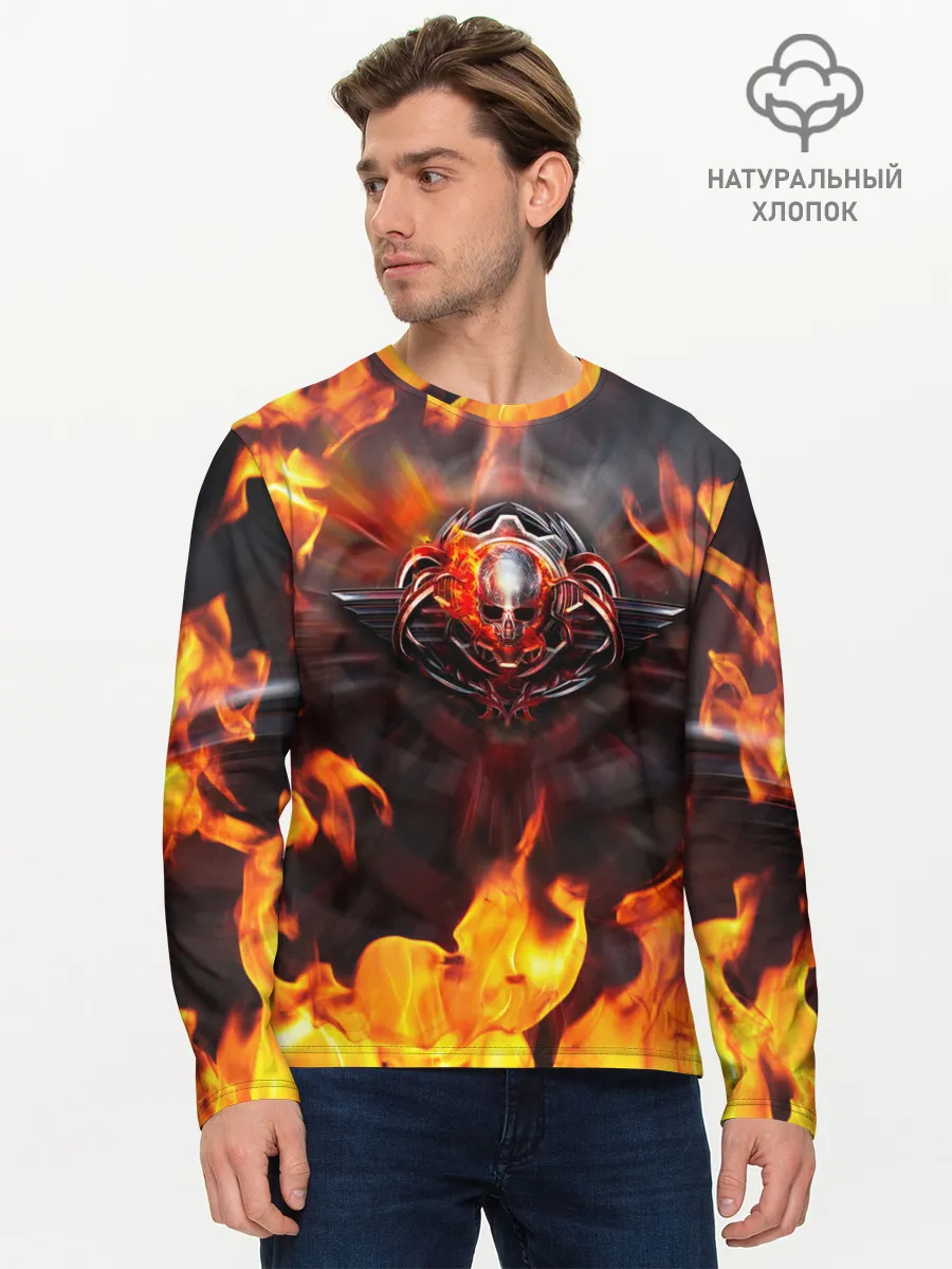 Мужской лонгслив базовый / FIRE GEARS OF WAR | ПОСТЕР В ОГНЕ