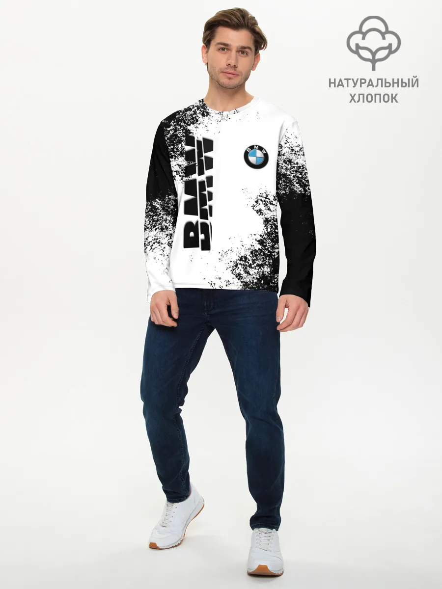 Мужской лонгслив базовый / BMW | БМВ РАЗРЕЗАННОЕ ЛОГО