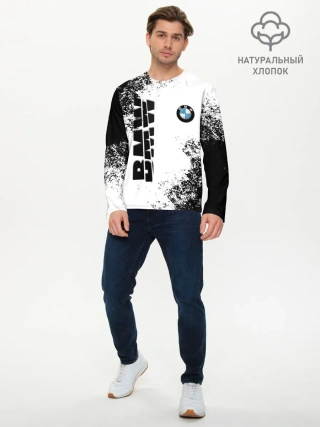 Мужской лонгслив базовый / BMW | БМВ РАЗРЕЗАННОЕ ЛОГО