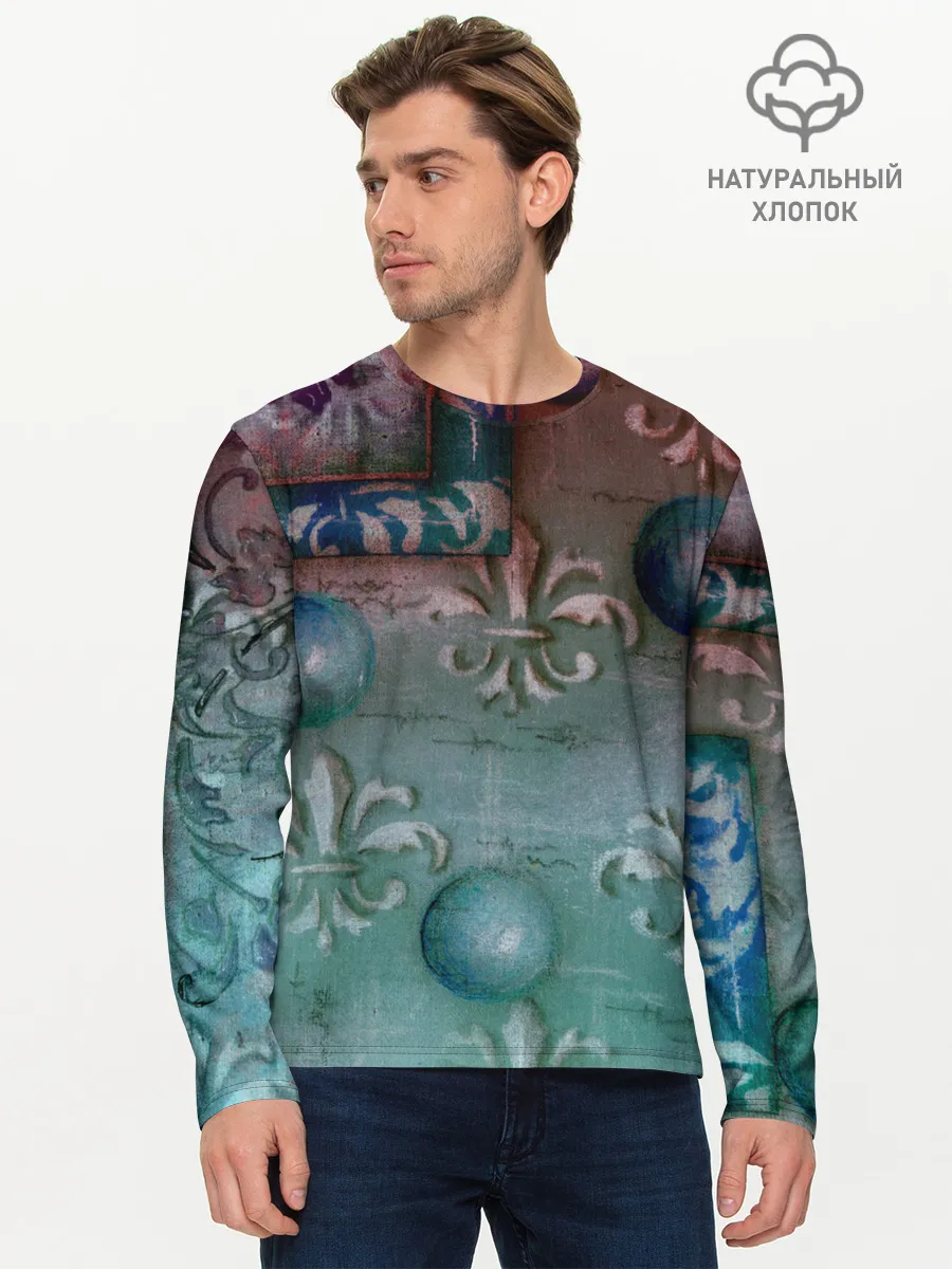 Мужской лонгслив базовый / Объемная абстракция - Флер-де-лис