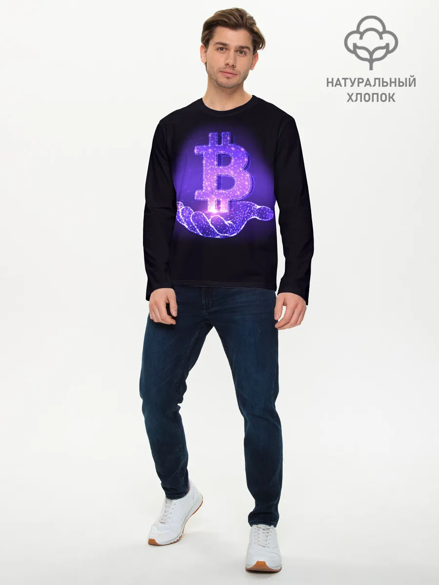 Мужской лонгслив базовый / BITCOIN IN HAND | БИТКОИН