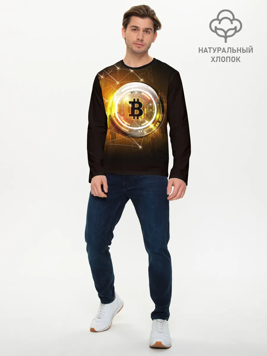 Мужской лонгслив базовый / КРИПТОВАЛЮТА БИТКОИН
