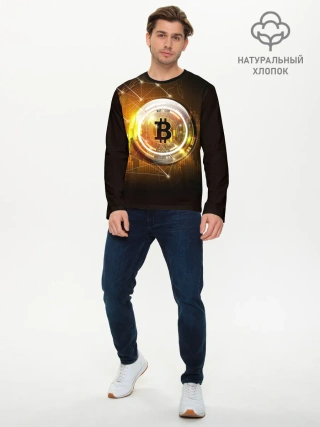 Мужской лонгслив базовый / КРИПТОВАЛЮТА БИТКОИН