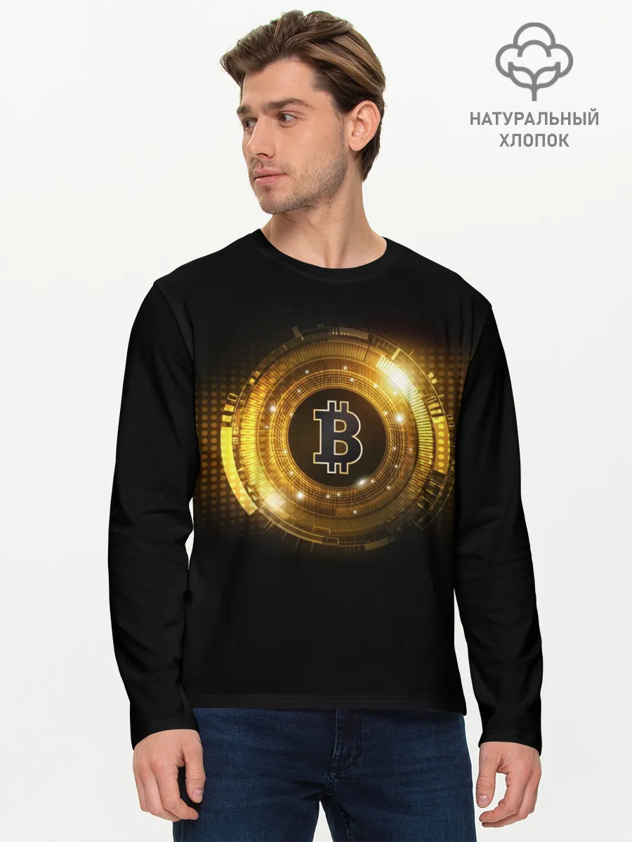 Мужской лонгслив базовый / BITCOIN | КРИПТОВАЛЮТА