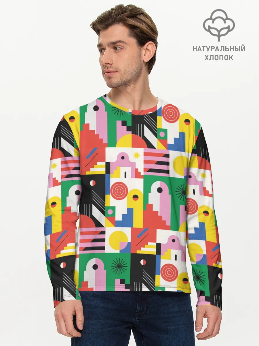 Мужской лонгслив базовый / Геометрия города