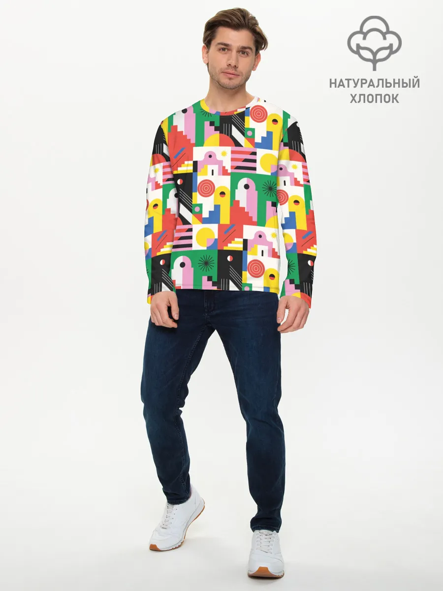 Мужской лонгслив базовый / Геометрия города