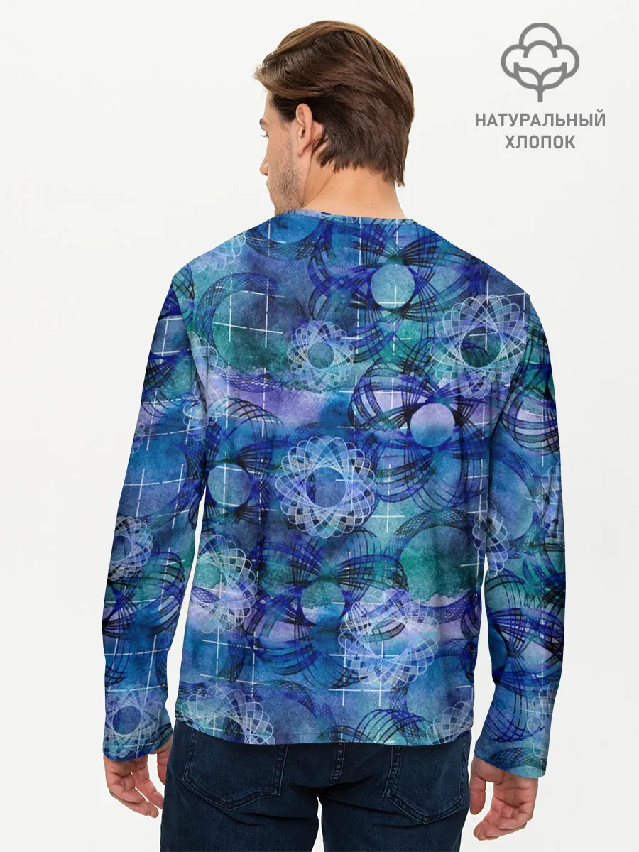 Мужской лонгслив базовый / Абстракция - акварельный узор