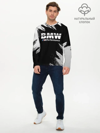 Мужской лонгслив базовый / БМВ РАЗРЕЗАННОЕ ЛОГО