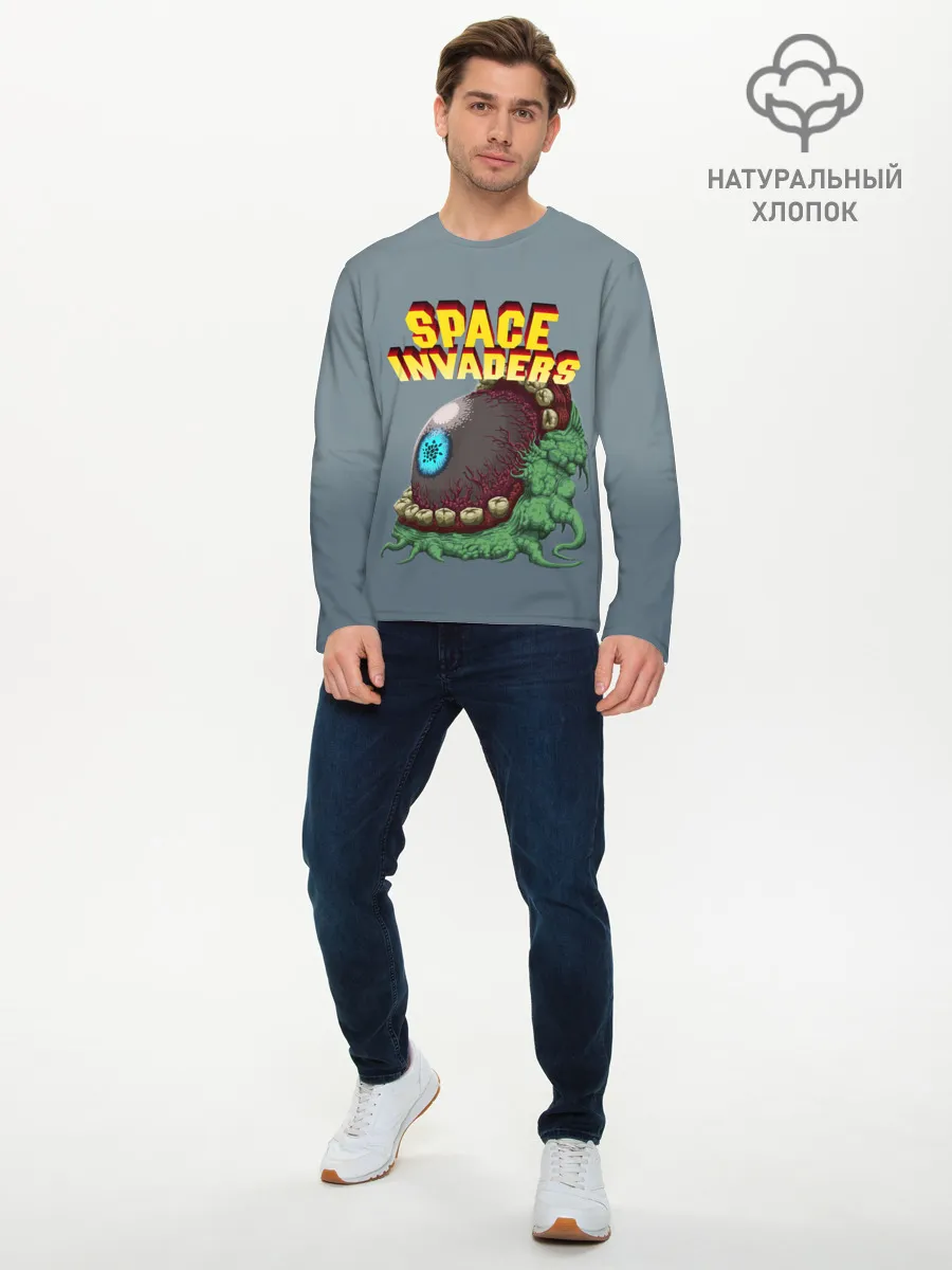 Мужской лонгслив базовый / Boss | Space Invaders | Old game