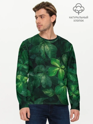 Мужской лонгслив базовый / Тропическая листва | Тропики