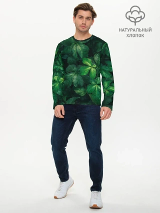 Мужской лонгслив базовый / Тропическая листва | Тропики
