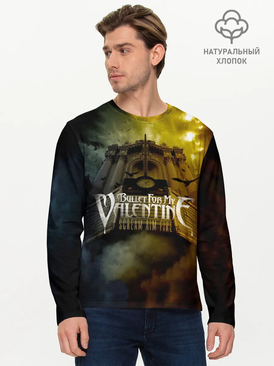 Мужской лонгслив базовый / Scream Aim Fire - Bullet For My Valentine