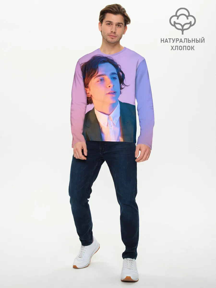 Мужской лонгслив базовый / Timothee Chalamet розовый градиент