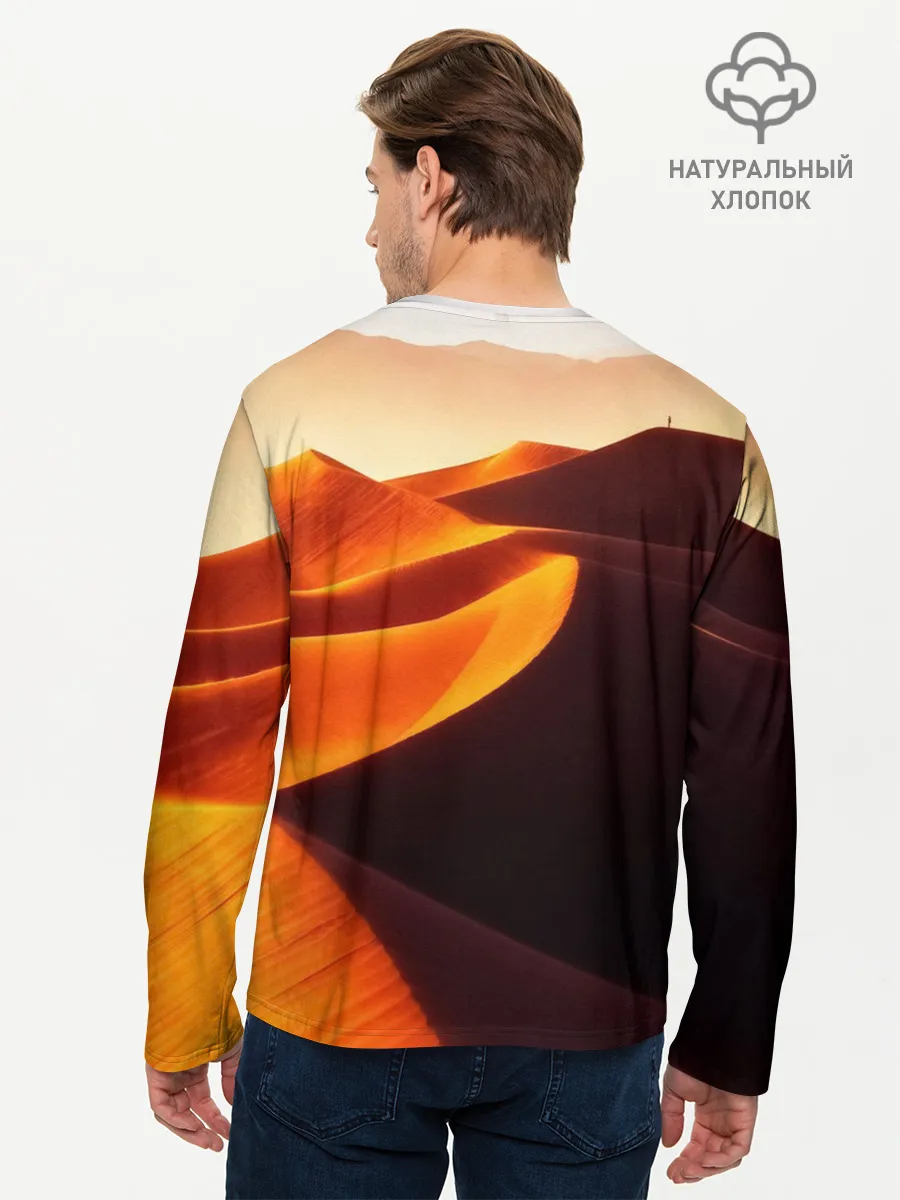 Мужской лонгслив базовый / Пустыня дюна барханы