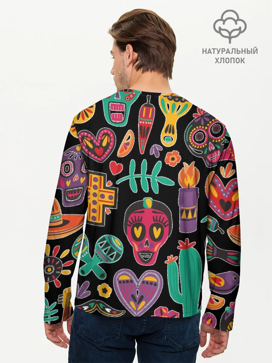 Мужской лонгслив базовый / Весёлый и бодрый Хэллоуин