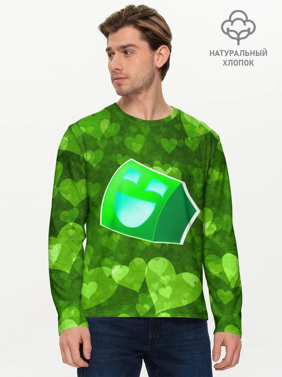 Мужской лонгслив базовый / Geometry Dash | Green Love