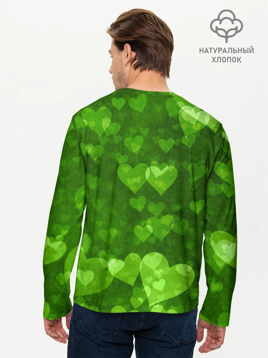 Мужской лонгслив базовый / Geometry Dash | Green Love