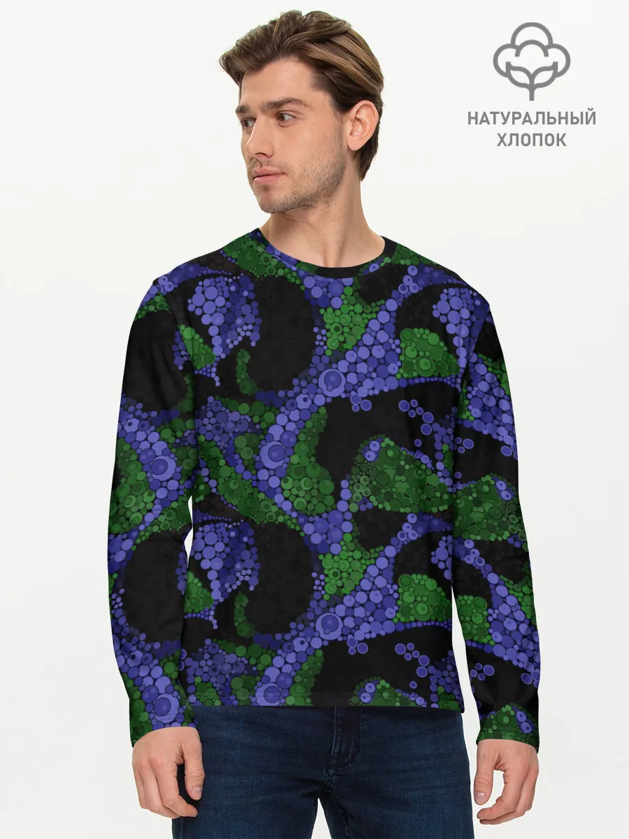 Мужской лонгслив базовый / Абстрактный темный в горох