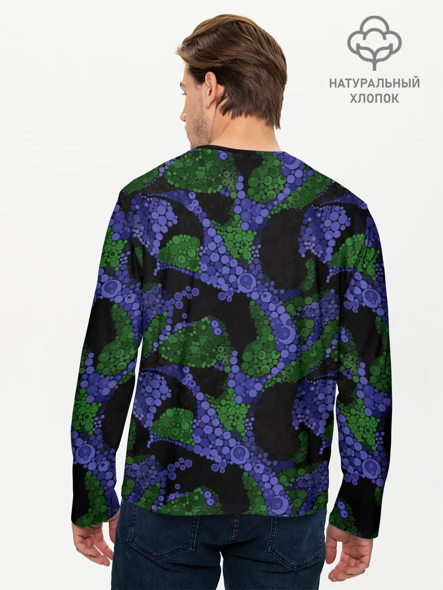 Мужской лонгслив базовый / Абстрактный темный в горох