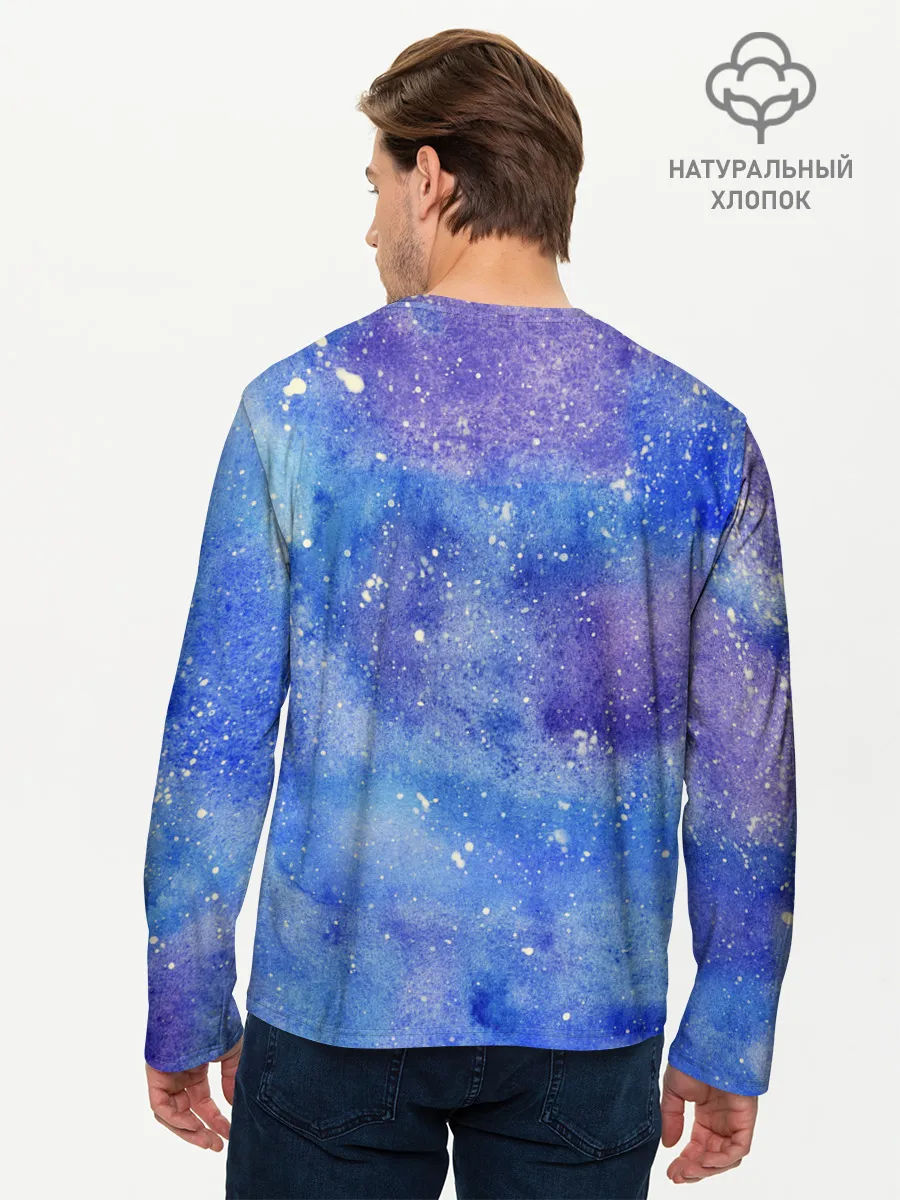 Мужской лонгслив базовый / Акварельные разводы и брызги красок
