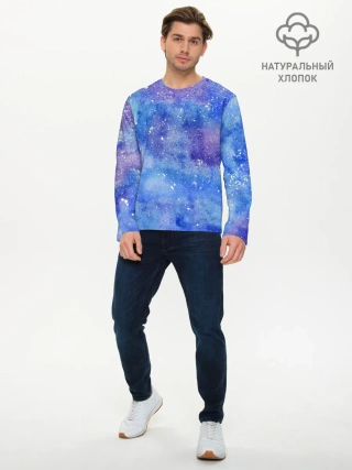 Мужской лонгслив базовый / Акварельные разводы и брызги красок