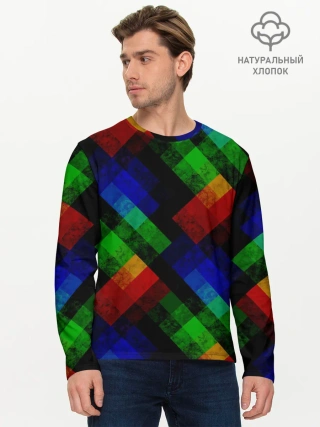 Мужской лонгслив базовый / Разноцветный мраморный узор
