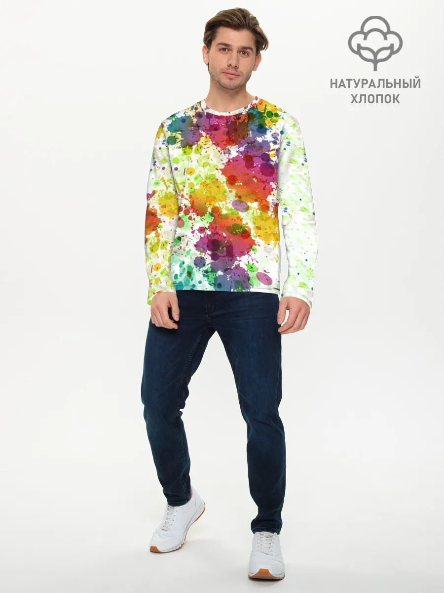 Мужской лонгслив базовый / Красно-жёлтые пятна