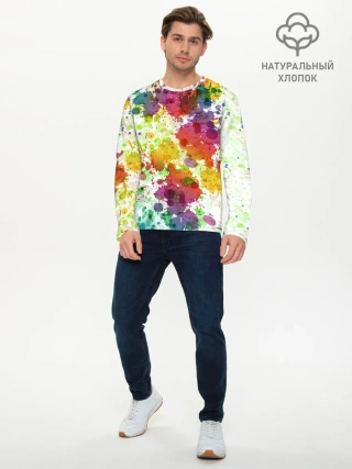 Мужской лонгслив базовый / Красно-жёлтые пятна