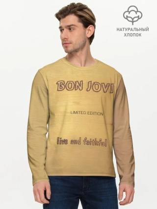 Мужской лонгслив базовый / Live and Faithful - Bon Jovi