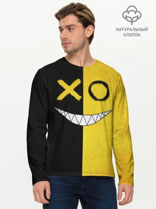 Мужской лонгслив базовый / Yellow and black smile