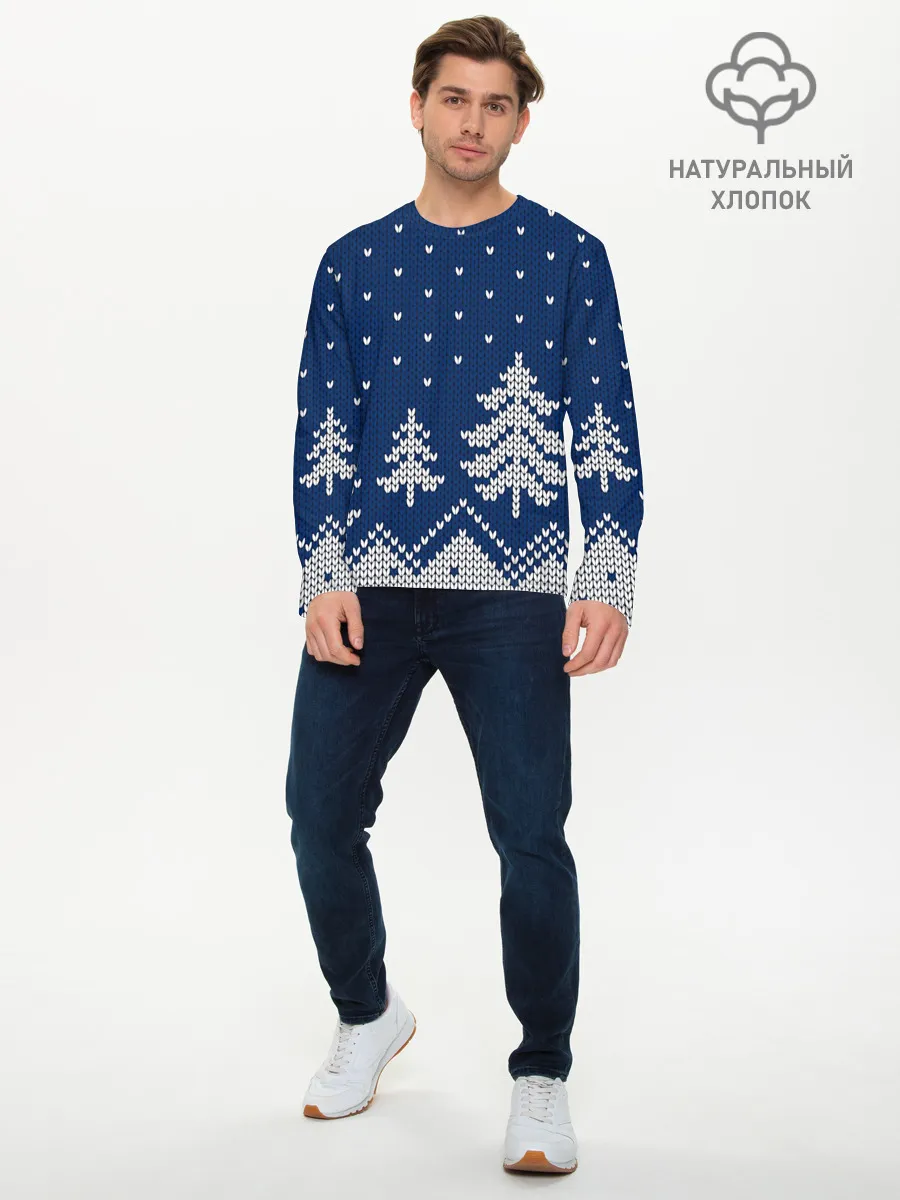 Мужской лонгслив базовый / Зимняя ночь