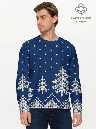 Мужской лонгслив базовый / Зимняя ночь